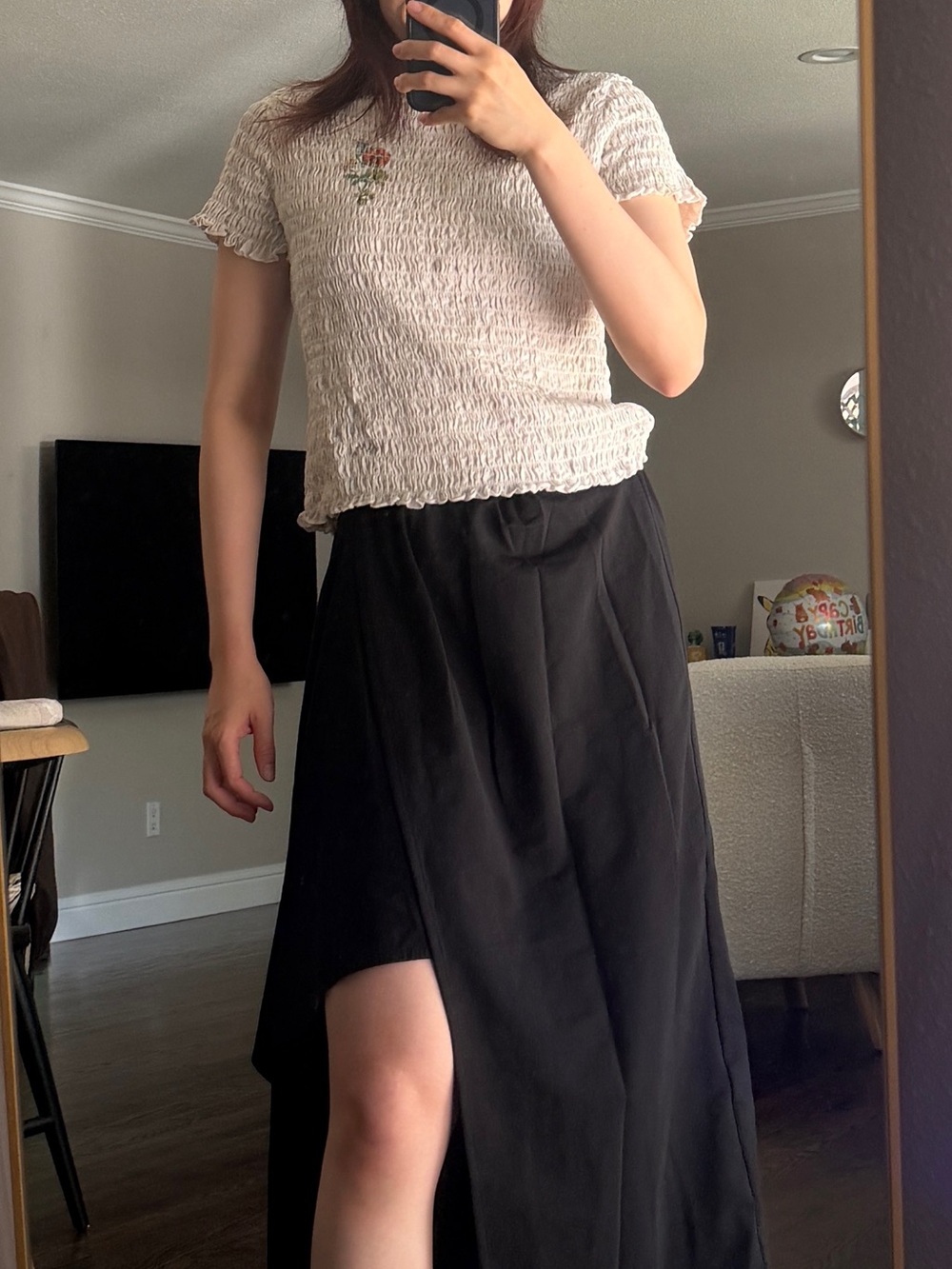 &Other Stories Smocked Short Sleeve Top - Picture 6 of 8